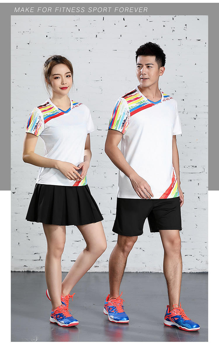 B120313 Table Tennis, Badminton and Tennis Sportswear Quick Dry Round Neck Top Sportswear Badminton Clothes