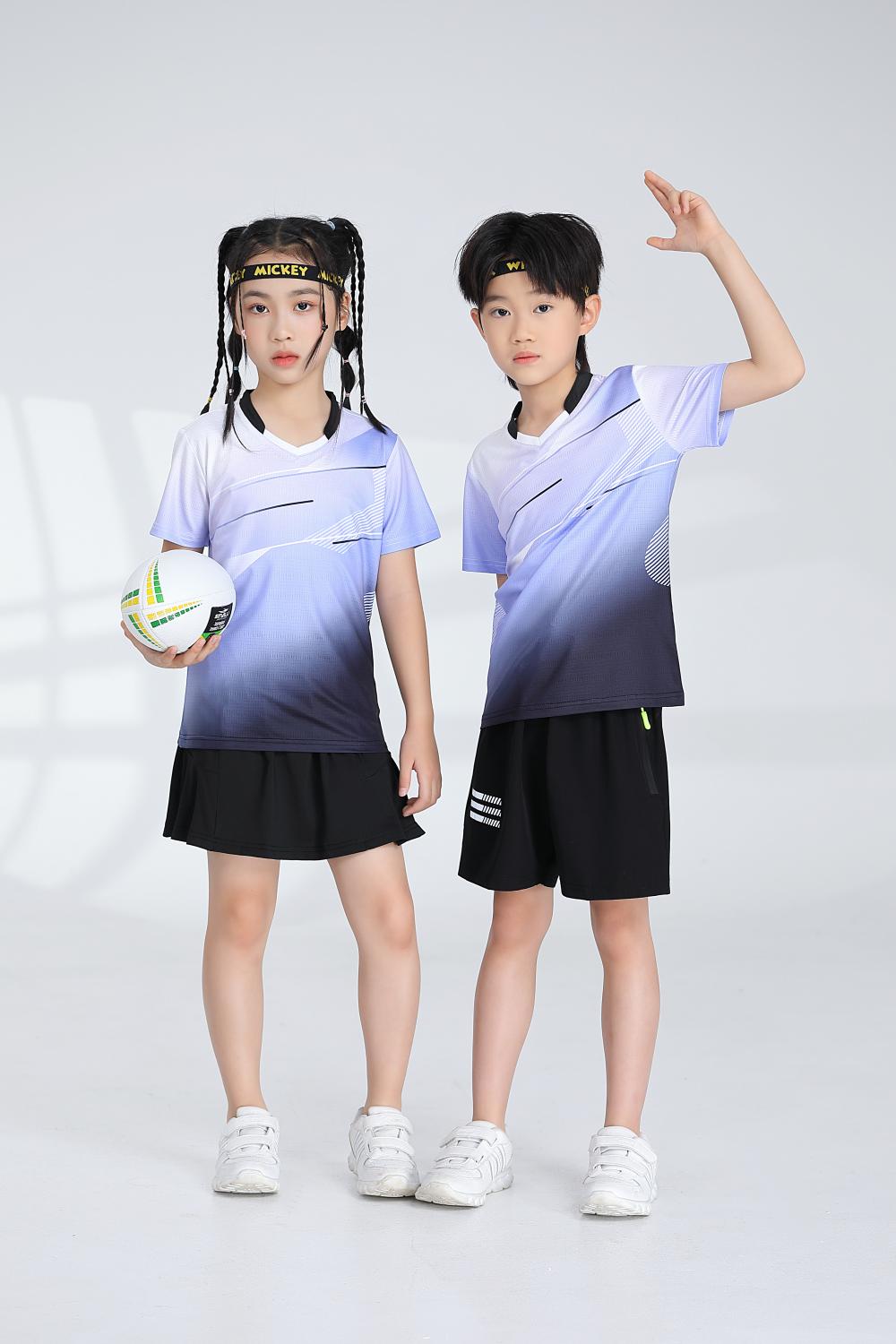 1885B style - Net badminton children clothing single top T-shirt short sleeve V-neck