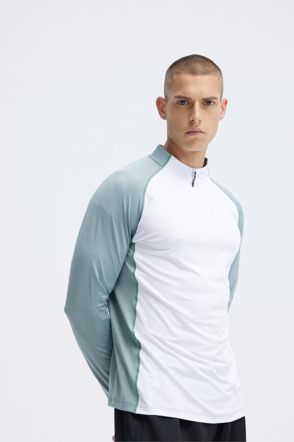 AL16821# Men knitted long-sleeved half-zip T-shirt long-sleeved stand-up collar for Men