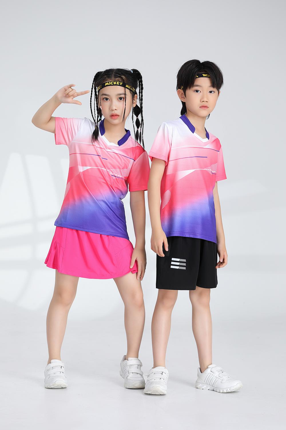 1885B style - Net badminton children clothing single top T-shirt short sleeve V-neck