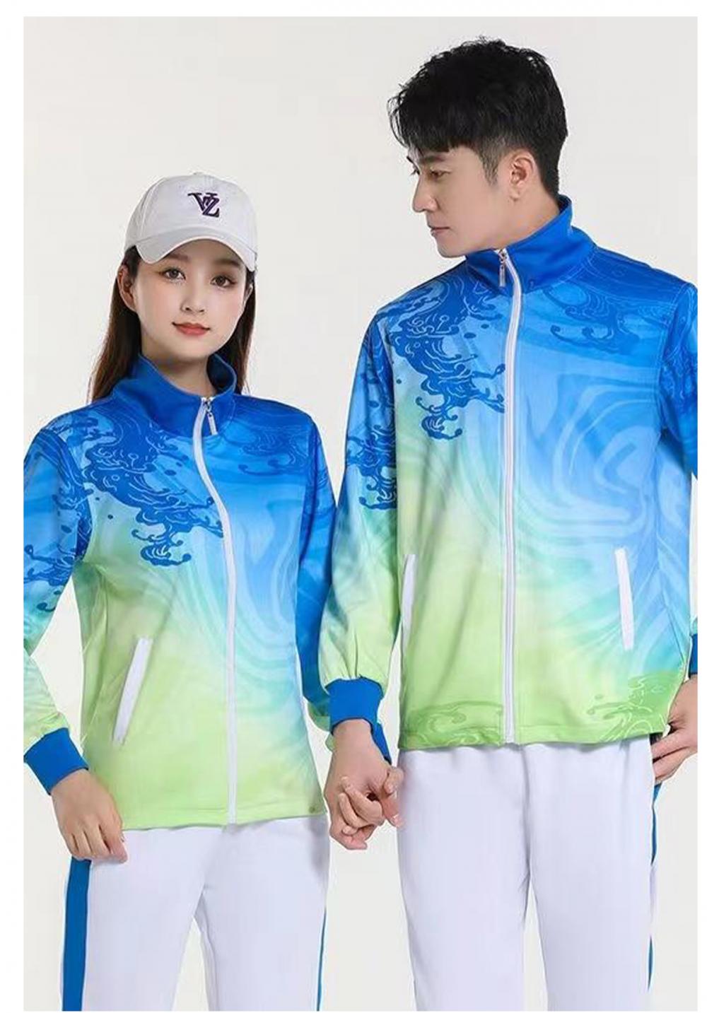 7786#7787# Wind Wave Blue Breathable Quick Dry Long Sleeve Jacket