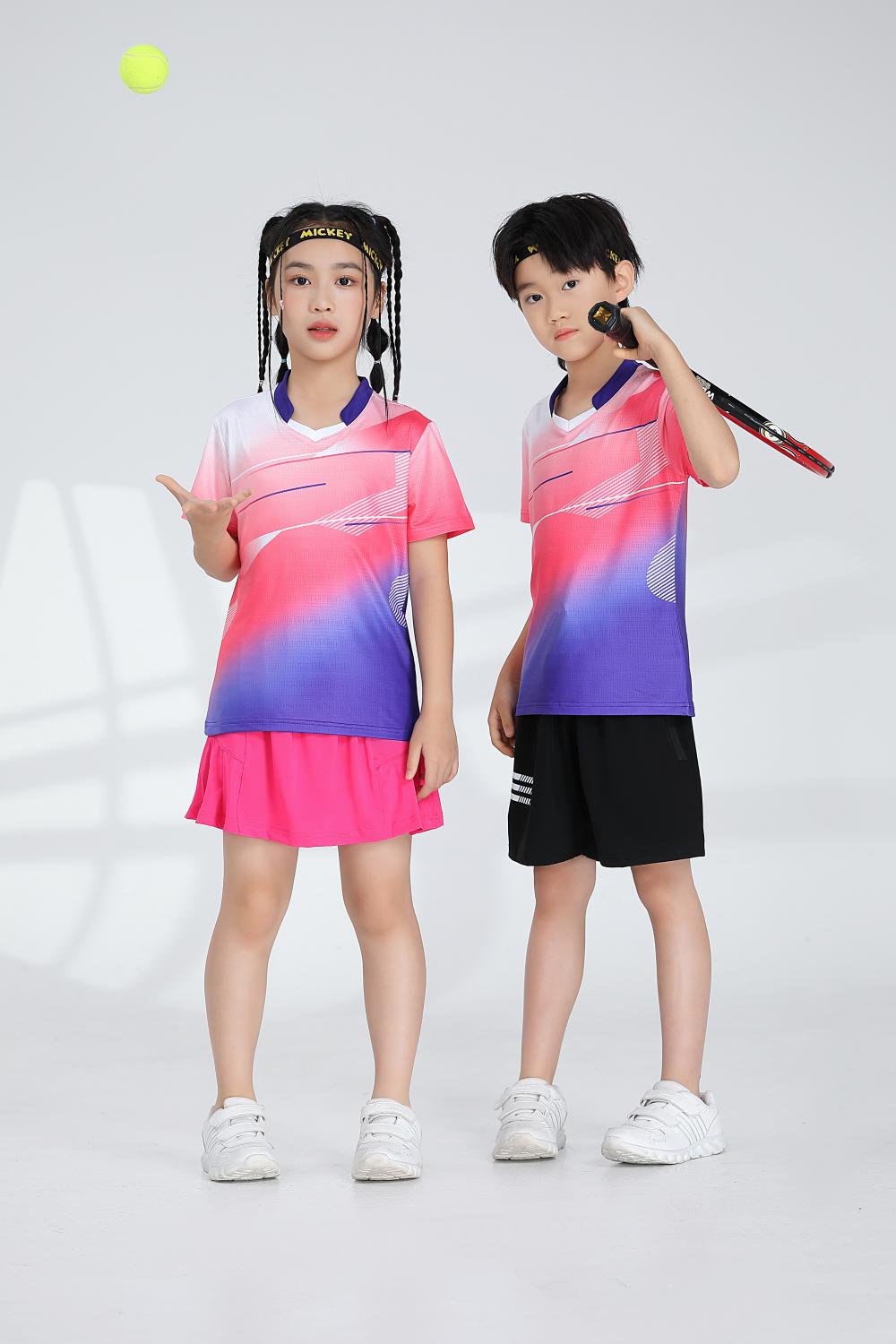 1885B style - Net badminton children clothing single top T-shirt short sleeve V-neck