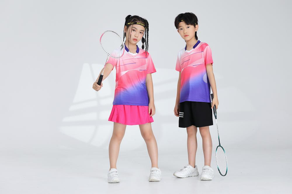 1885B style - Net badminton children clothing single top T-shirt short sleeve V-neck