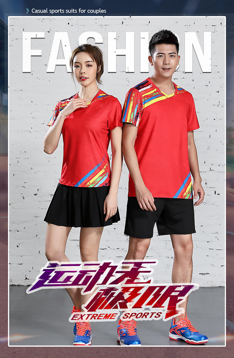 B120313 Table Tennis, Badminton and Tennis Sportswear Quick Dry Round Neck Top Sportswear Badminton Clothes