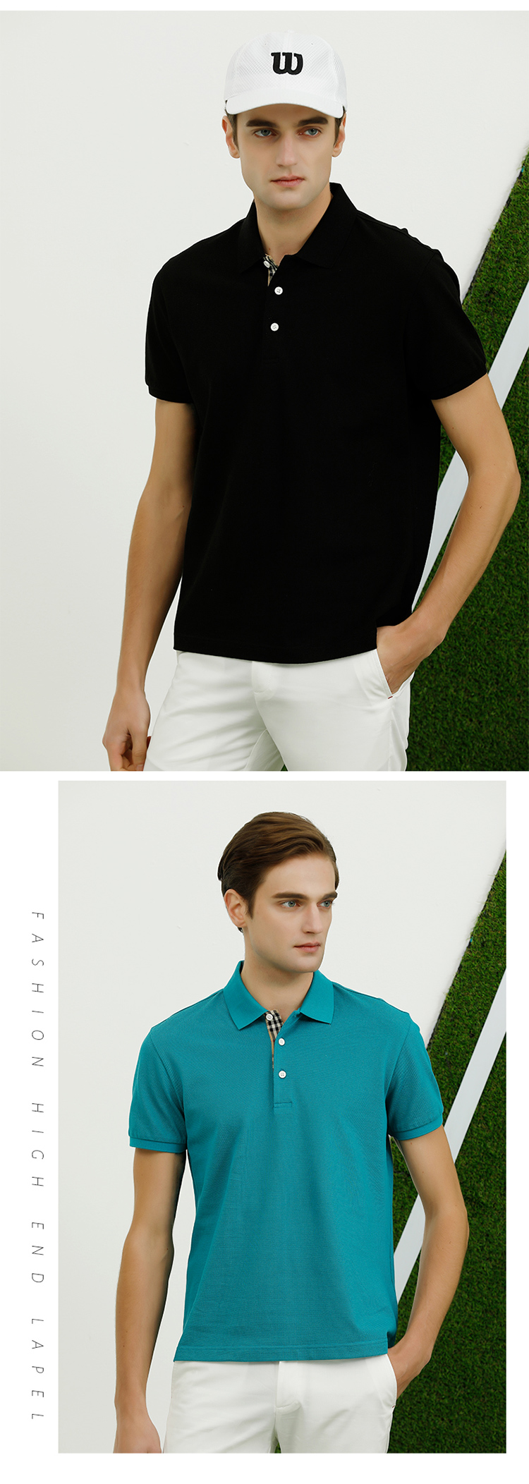 Long-staple cotton liquid ammonia pique lapel short-sleeved POLO shirt universal style GJ11-98008