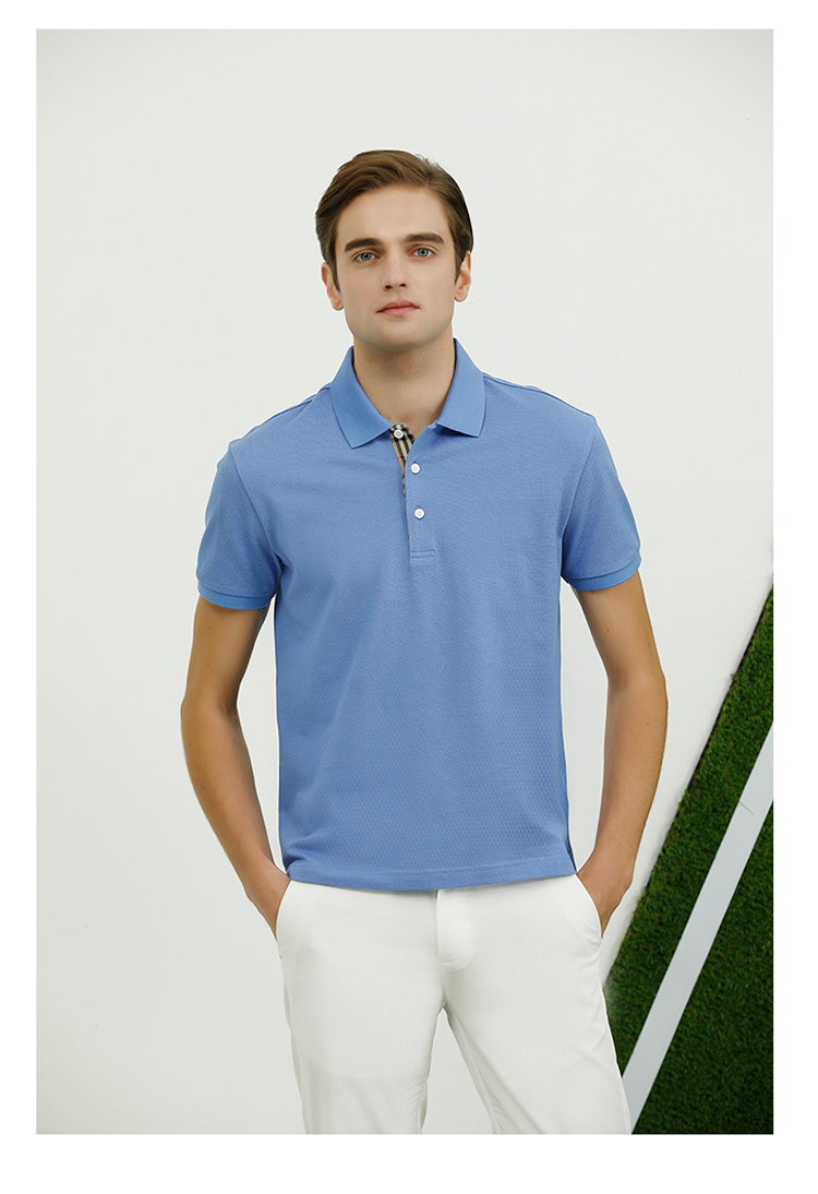 Long-staple cotton liquid ammonia pique lapel short-sleeved POLO shirt universal style GJ11-98008