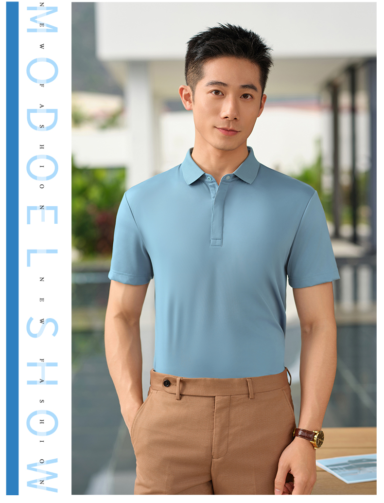 175g nylon cotton silk short-sleeved lapel POLO shirt GJ11-82016