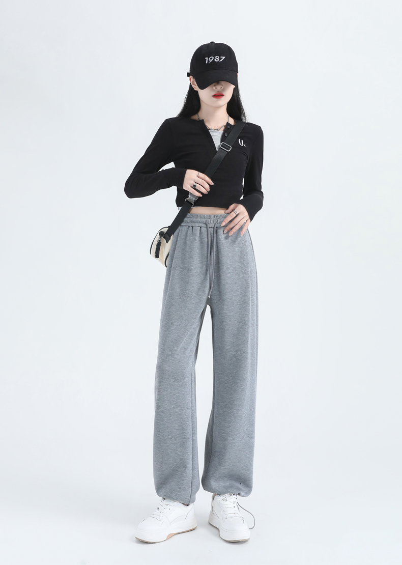 Loose drape high waist drawstring slim all-match Korean harem sports casual pants G32-H289