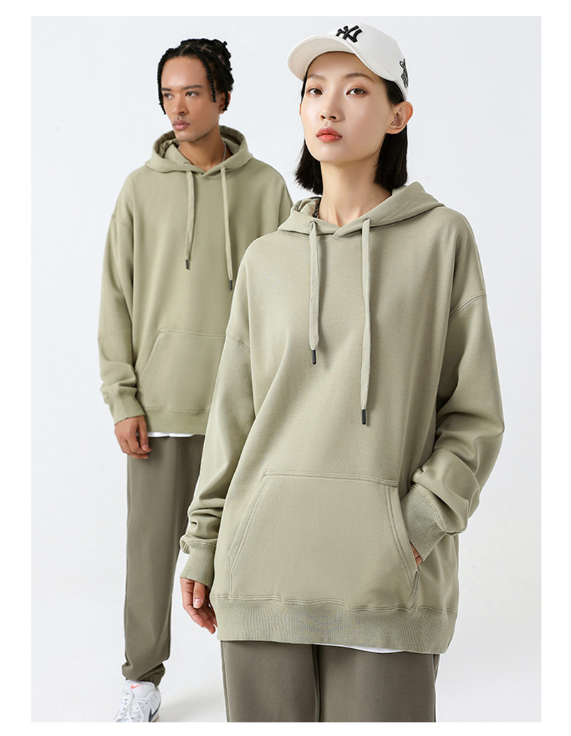 500g heavyweight pure cotton warm silver fox velvet drop shoulder hooded sweatshirt G21-U-X987