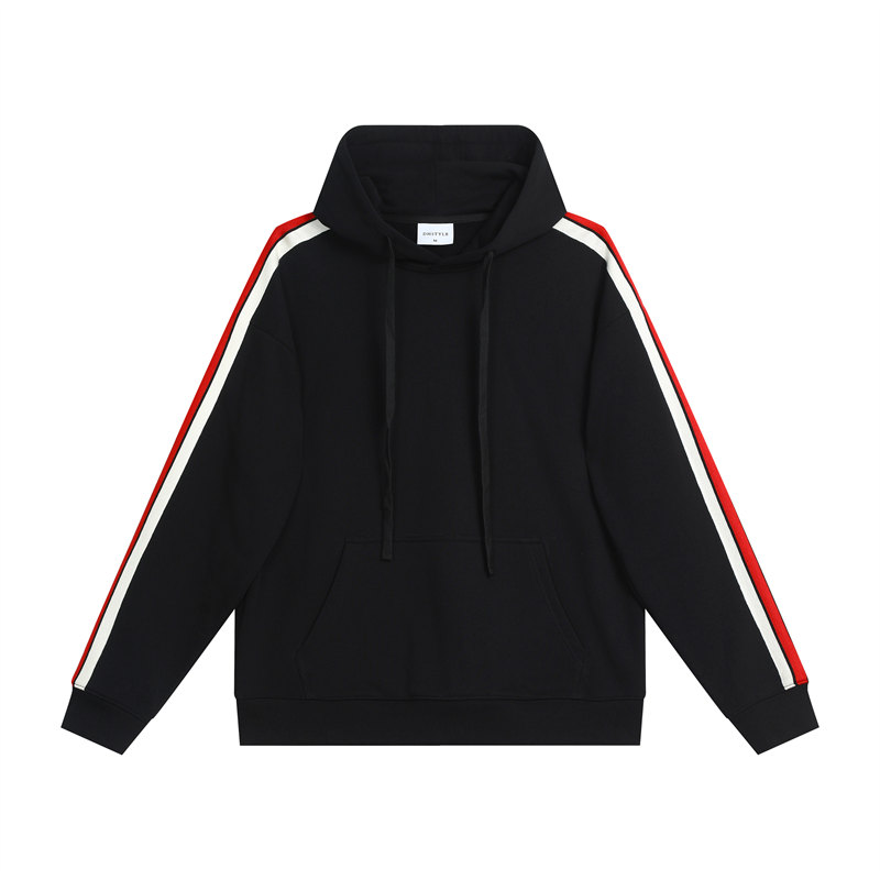 380g large terry personalized contrast color line drop shoulder hooded sweatshirt G21-U-X45015