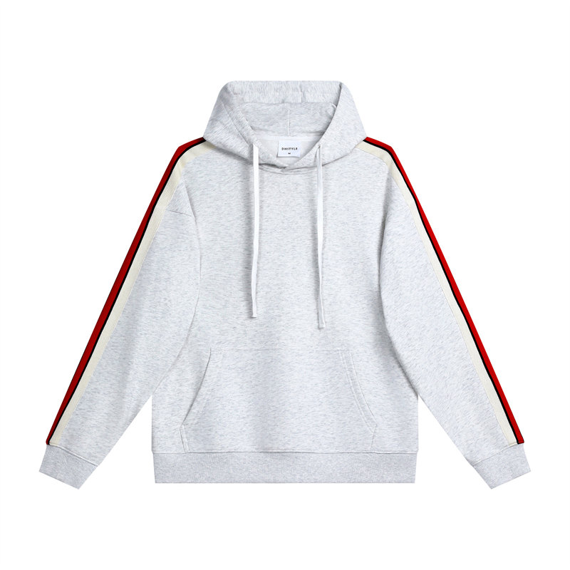 380g large terry personalized contrast color line drop shoulder hooded sweatshirt G21-U-X45015