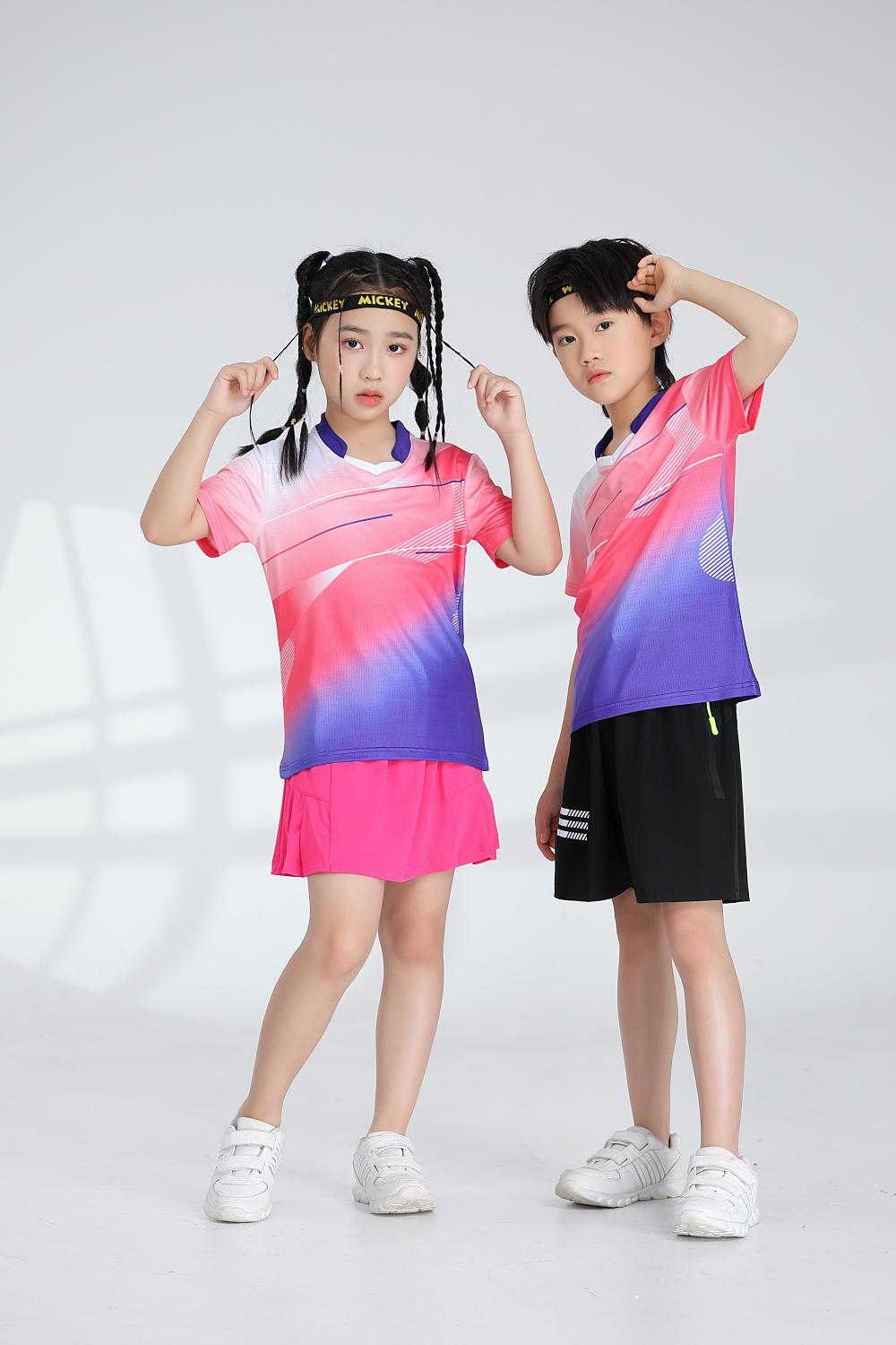 1885B style - Net badminton children clothing single top T-shirt short sleeve V-neck