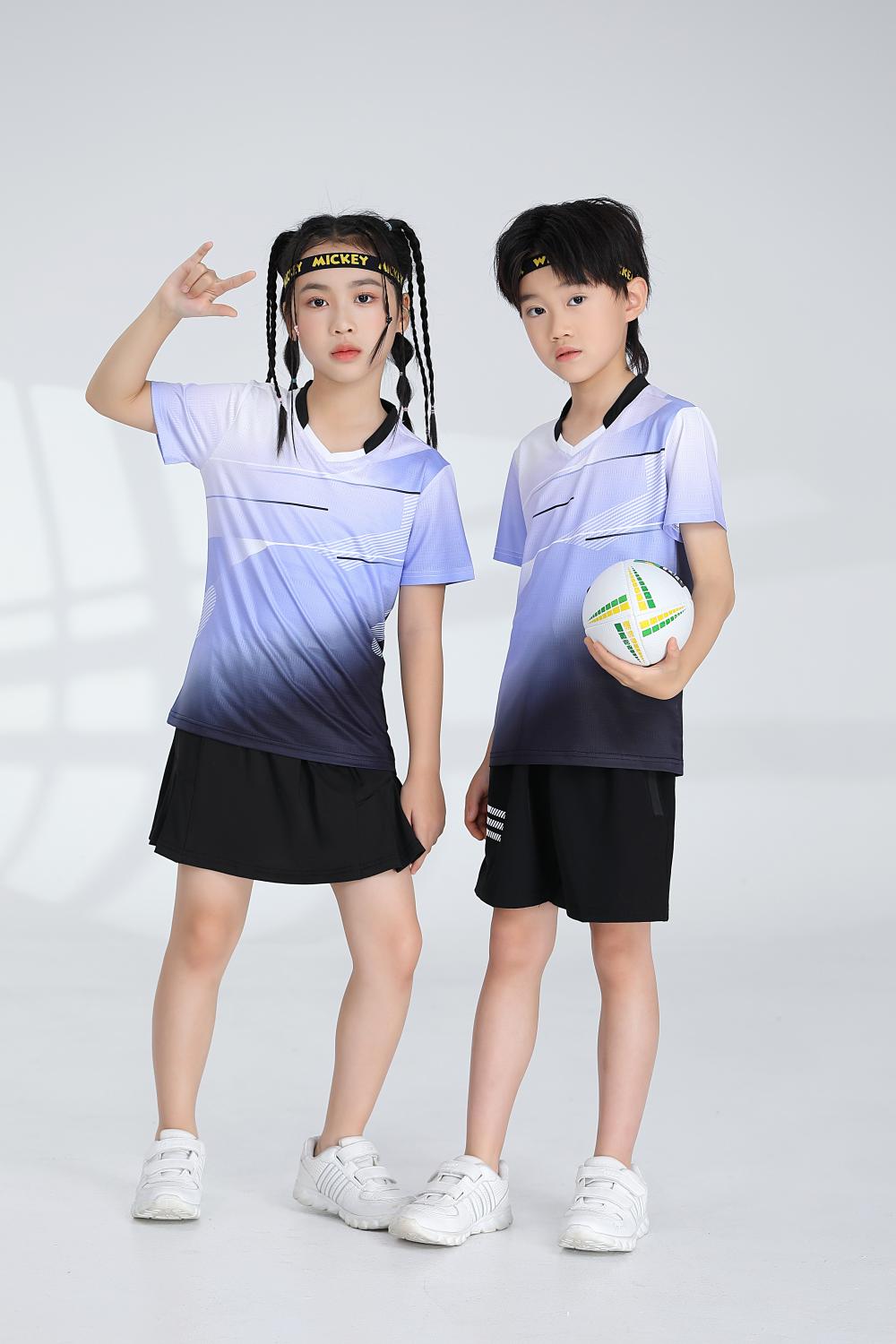 1885B style - Net badminton children clothing single top T-shirt short sleeve V-neck