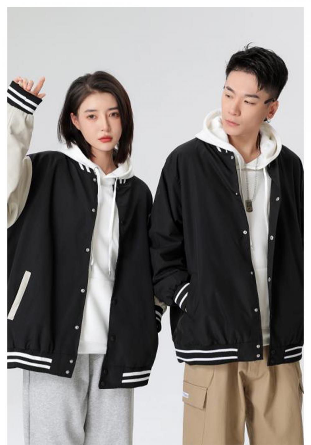 D807# Trendy brand drop shoulder contrast color baseball jacket jacket