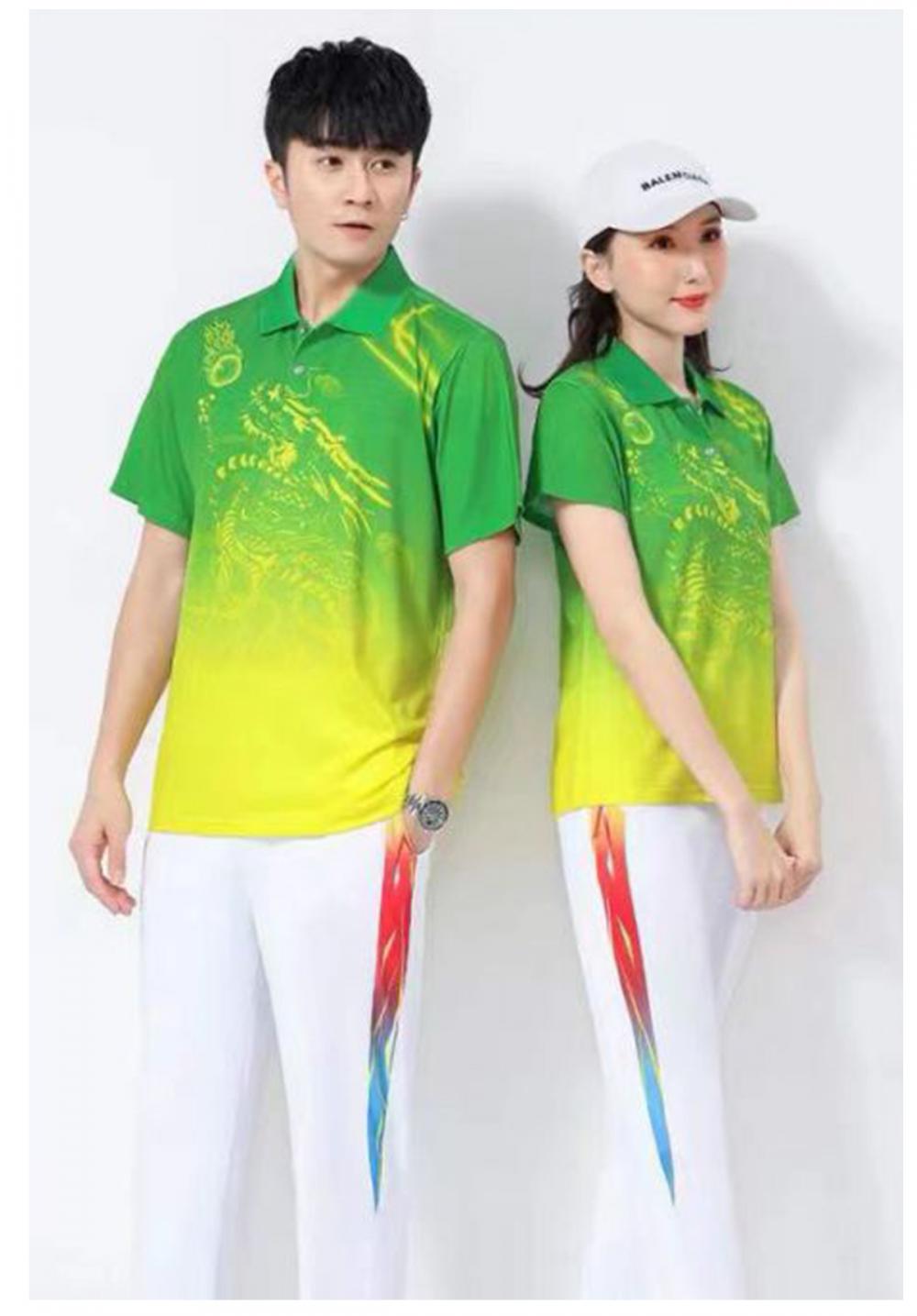 55018#55019# Quick-drying breathable dragon pattern short-sleeved T-shirt short-sleeved lapel